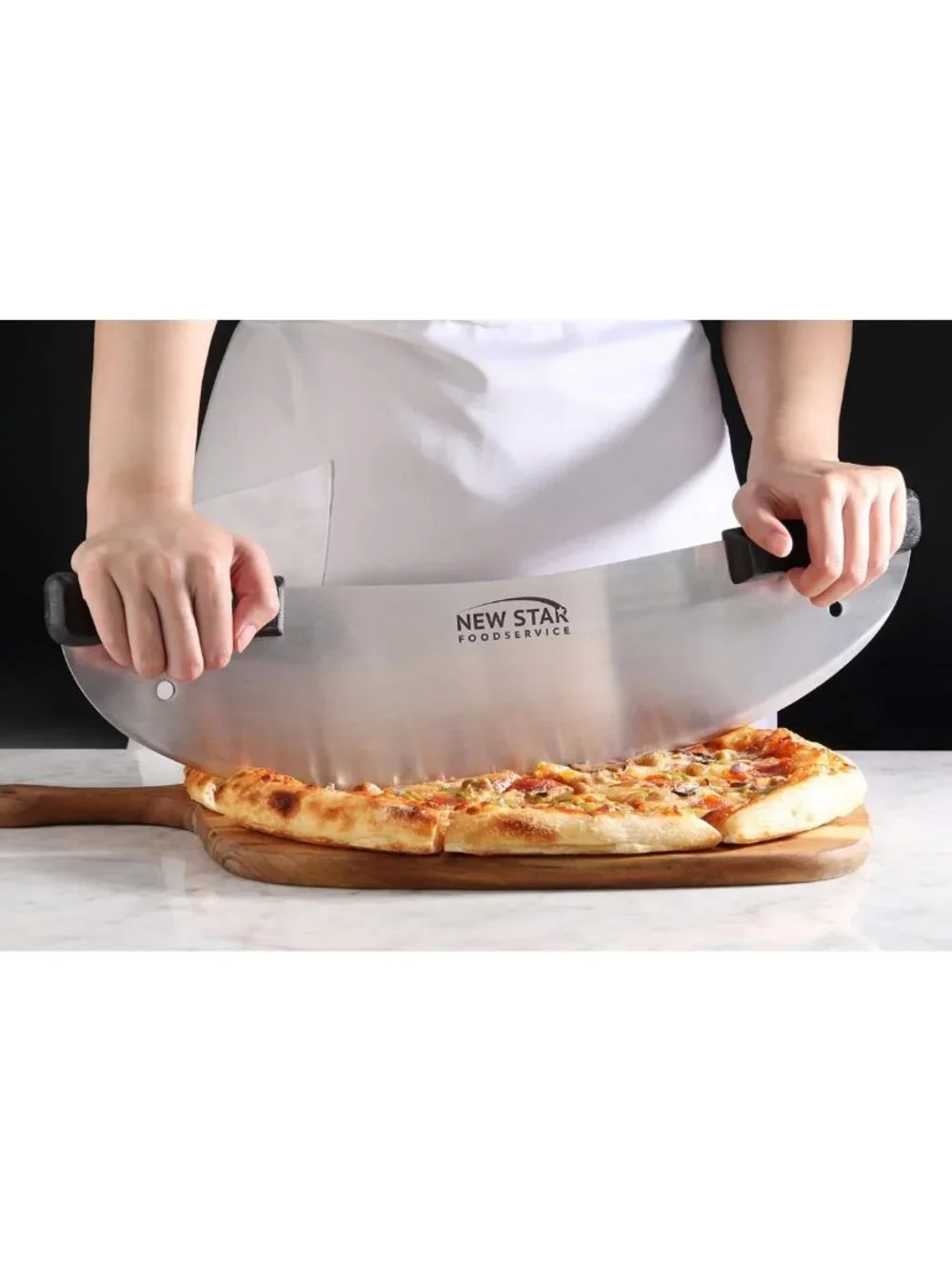 Deluxe 20-Inch Stainless Steel Pizza Knife - Commercial Grade Rocker Style